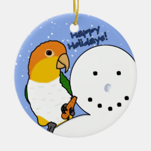 Lustiges Schneemannweiß aufgeblähte Keramikornament