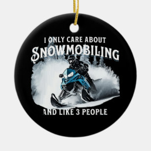 Lustiges Schneemobilfahren Schneemobil  Keramik Ornament