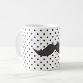 Lustiges Schnurrbart-Zeichnen und schwarze Kaffeetasse (Vorderseite Links)