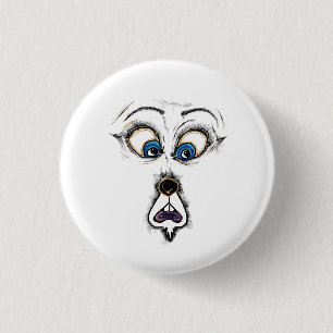 Lustiges schockiertes Cartoon-Gesicht T-Shirt Button