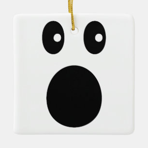 Lustiges schockiertes Gesicht Emoji Minimaler Cart Keramikornament