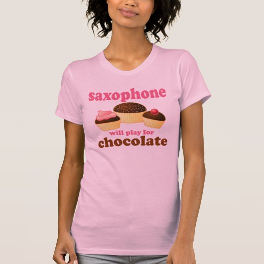 Lustiges Schokoladen-Saxophon T-Shirt (Vorderseite)