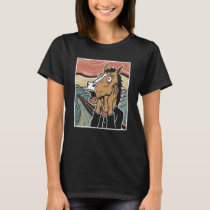 Lustiges schreiendes Pferdegesicht Reiten Grafik E T-Shirt