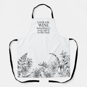 Lustiges Schwarz-Weiß-Blumen-Wein Schürze