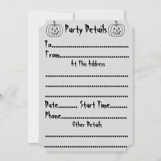 lustiges, schwarz-wütendes Halloween-Party Einladung (Rückseite)