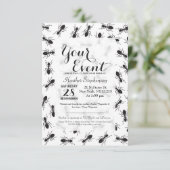 Lustiges schwarzes Ameisen-Muster Einladung (Stehend Vorderseite)