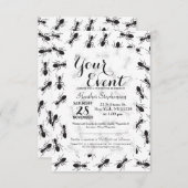 Lustiges schwarzes Ameisen-Muster Einladung (Vorne/Hinten)