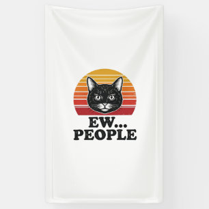 Lustiges Schwarzes Katze Ew Leute Retro Sonnenunte Banner
