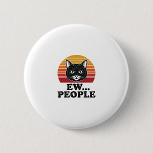 Lustiges Schwarzes Katze Ew Leute Retro Sonnenunte Button