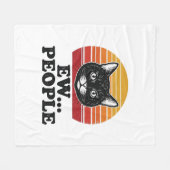 Lustiges Schwarzes Katze Ew Leute Retro Sonnenunte Fleecedecke (Vorderseite (Horizontal))