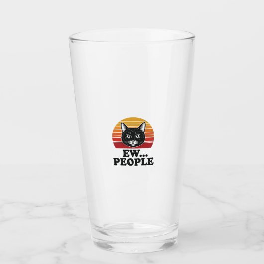 Lustiges Schwarzes Katze Ew Leute Retro Sonnenunte Glas (Vorderseite)
