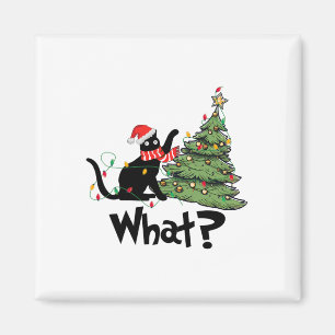 Lustiges schwarzes Katzen-Geschenk schiebt Weihnac Magnet