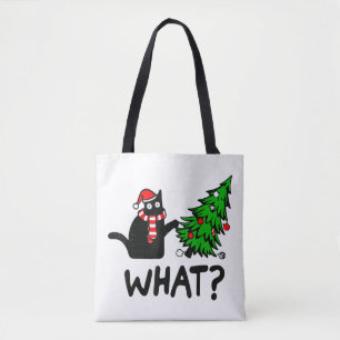 Lustiges schwarzes Katzen-Geschenk schiebt Weihnac Tasche