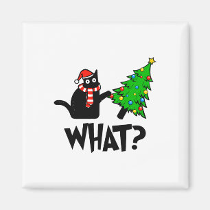 Lustiges schwarzes Katzen-Geschenk schubst Weihnac Magnet