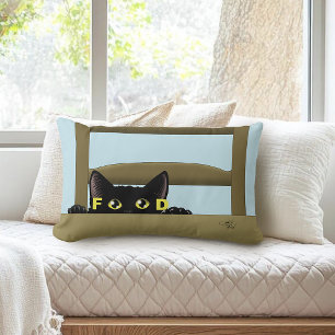 Lustiges Schwarzes Katzenfutter Hungrige Katze Hum Lendenkissen
