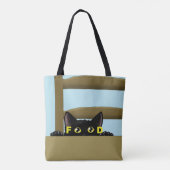 Lustiges Schwarzes Katzenfutter Hungrige Katze Hum Tasche (Rückseite)