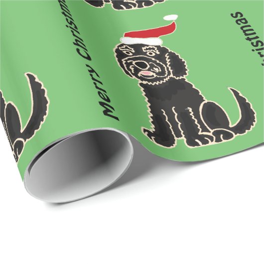 Lustiges schwarzes Labradoodle in der Geschenkpapier (Rolleneckpunkt)