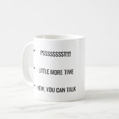 Lustiges schwarzes Textdesign Kaffeetasse (Vorderseite Links)