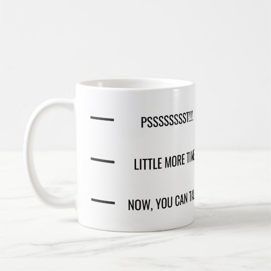 Lustiges schwarzes Textdesign Kaffeetasse (Links)