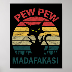 Lustiges schwarzes verrücktes Kitzelkatze - Pew Pe Poster