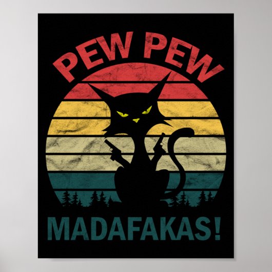 Lustiges schwarzes verrücktes Kitzelkatze - Pew Pe Poster (Vorne)