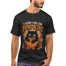 Lustiges Schwarzkatze-Umarmen-Kürbis-T-Shirt