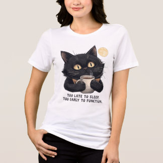 Lustiges Schwarzkatzen-Kaffee-T-Shirt – Zu spät zu Tri-Blend Shirt