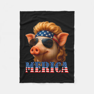 Lustiges Schwein amerikanische Flagge Farmer Unabh Fleecedecke