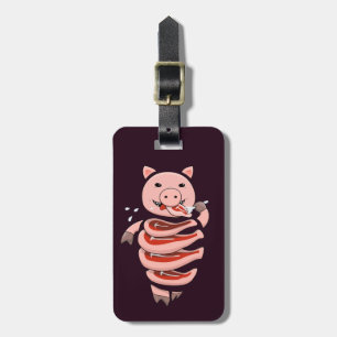 Lustiges Schwein, das Steaks von sich isst Gepäckanhänger