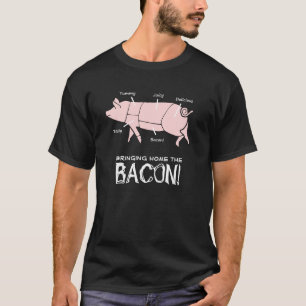 Lustiges Schwein, das Zuhause den Speck dunkler T-Shirt