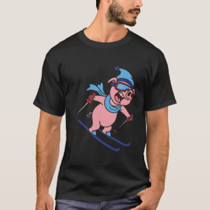 Lustiges Schwein-fährt-Ski-Design-Geschenk Winterf T-Shirt