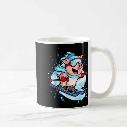 Lustiges Schwein fährt Ski-Design Winterferien  Kaffeetasse (Rechts)