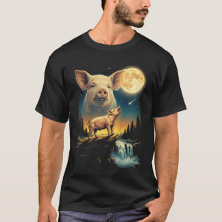 Lustiges Schwein-Heult-zum-Mond-Meme 9039S Schwein T-Shirt
