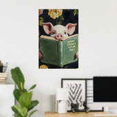 Lustiges Schwein liest Buch – Whimsical Farmhouse Poster (Heimbüro)