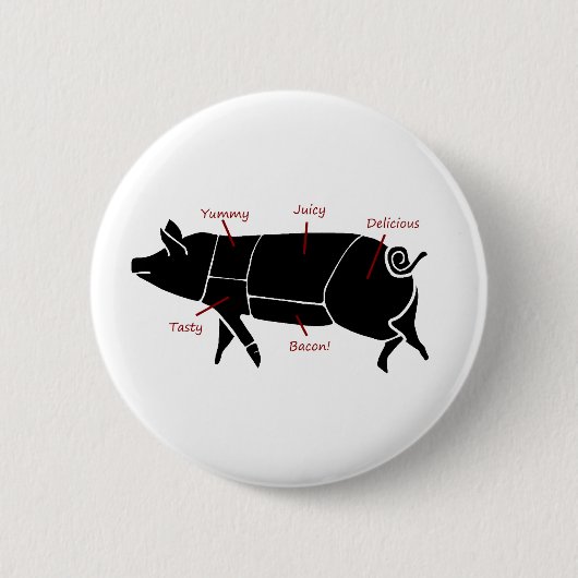 Lustiges Schwein-Metzger-Nomogramm Button (Vorderseite)