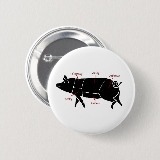 Lustiges Schwein-Metzger-Nomogramm Button (Vorne & Hinten)