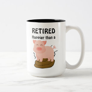 Lustiges Schwein-Thema-Rentner-Humor Fröhlicher al Zweifarbige Tasse