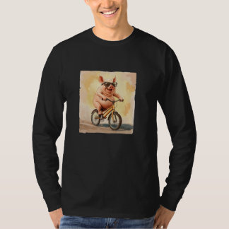 Lustiges Schwein trägt ein Fahrradkostüm für Schwe T-Shirt