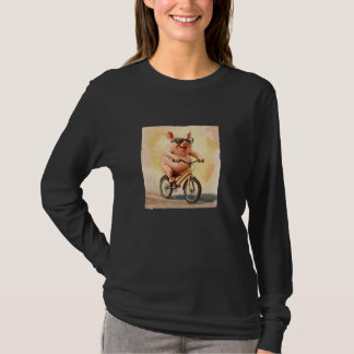 Lustiges Schwein trägt ein Fahrradkostüm für Schwe T-Shirt