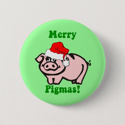 Lustiges Schwein Weihnachten Button (Vorderseite)