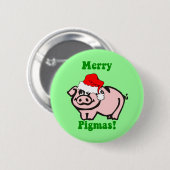 Lustiges Schwein Weihnachten Button (Vorne & Hinten)