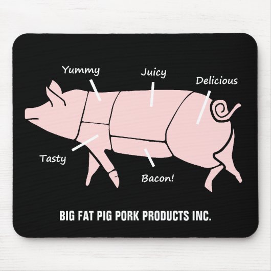 Lustiges Schweinefleisch schneidet rosa Mousepad (Vorne)
