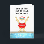 lustiges Schwimmen Feiertagskarte<br><div class="desc">Weihnachts-Cartoon zum Schwimmen mit Weihnachtsgeschenk am Pool. Fügen Sie Ihren Namen zu personalisieren.</div>