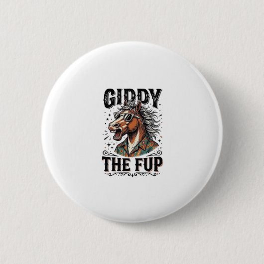 Lustiges Schwindel erregendes Fup-Pferd Vintage-St Button (Vorderseite)