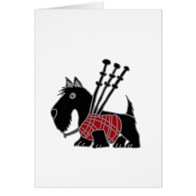 Lustiges Scottish-Terrier-Hündchen, das Dudelsäcke (Vorne)