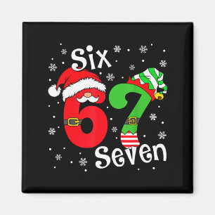 Lustiges Sechs Sieben 67 Meme 6 7 Elf Santa Weihna Magnet