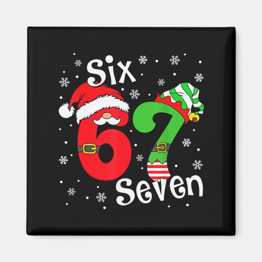 Lustiges Sechs Sieben 67 Meme 6 7 Elf Santa Weihna Magnet (Vorne)