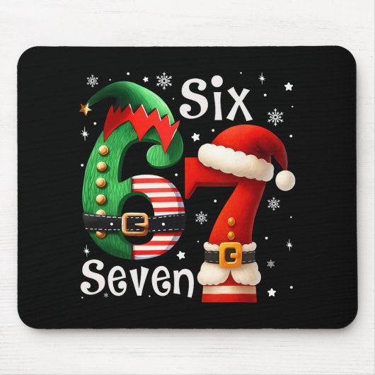 Lustiges Sechs Sieben 67 Meme 6 7 Elf Santa Weihna Mousepad (Vorne)