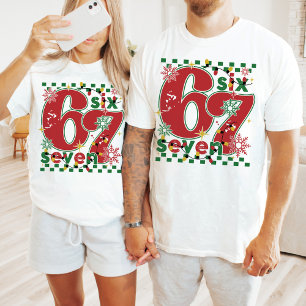 Lustiges Sechs Sieben 67 Meme Retro passendes Xmas T-Shirt