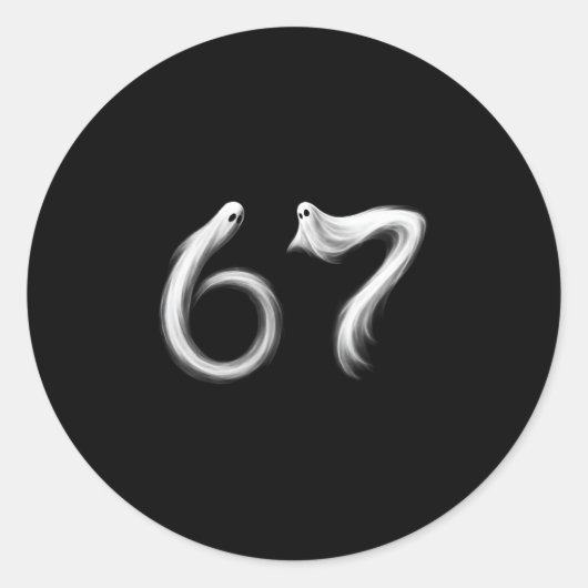 Lustiges Sechs Sieben 6 7 Meme 67 Design Geist Hal Runder Aufkleber (Vorderseite)